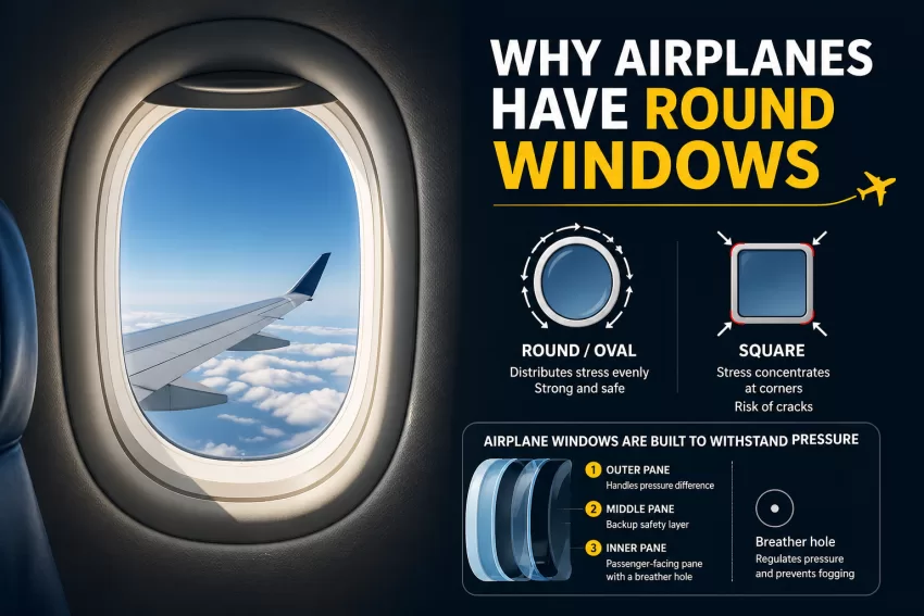 why airplanes have round windows